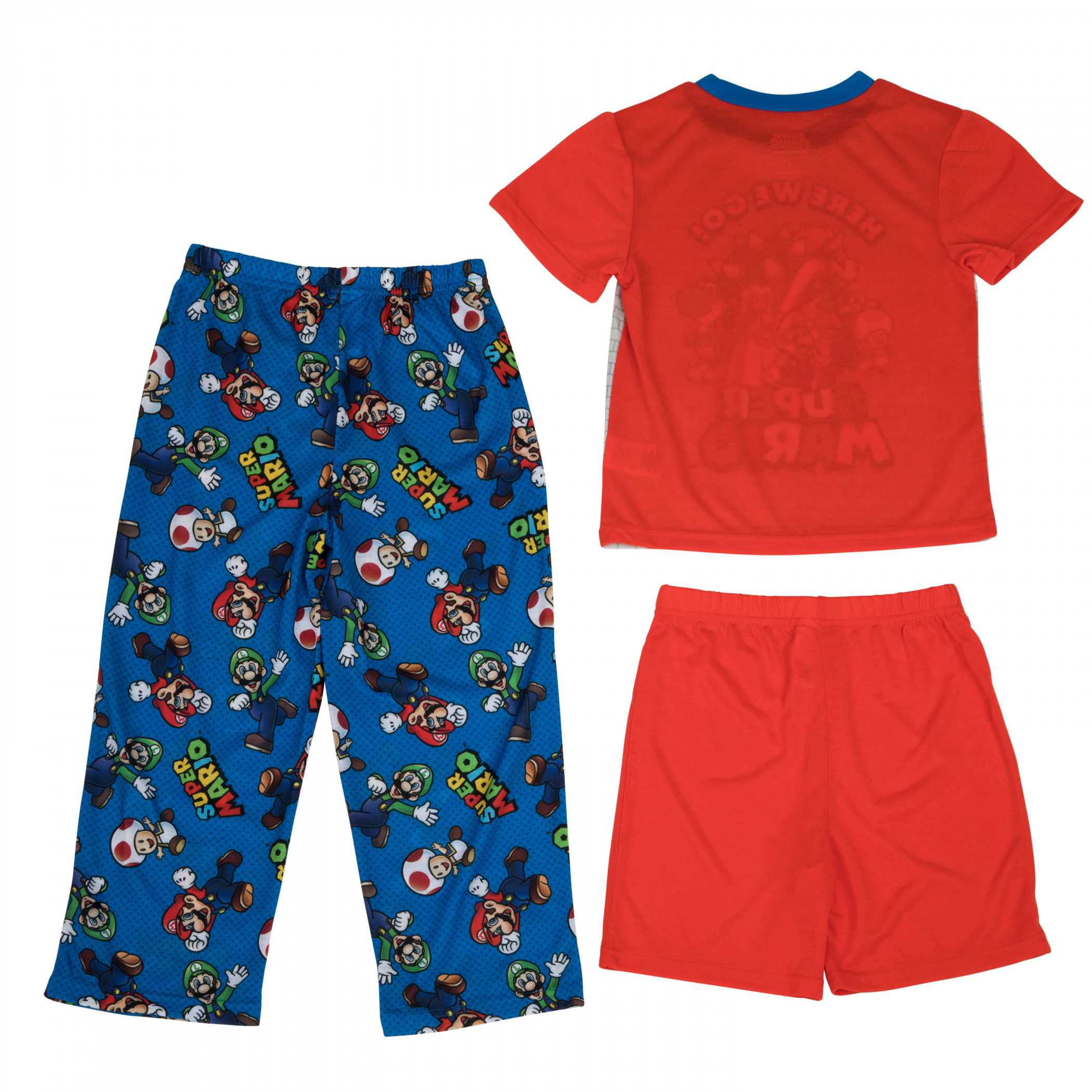 Super Mario Bros. Here We Go 3 Piece Boys Pajama Set Multi Color